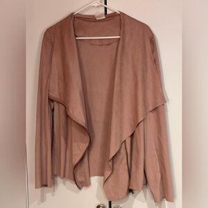 Mote XXL pink faux suede zip up jacket cascade drape